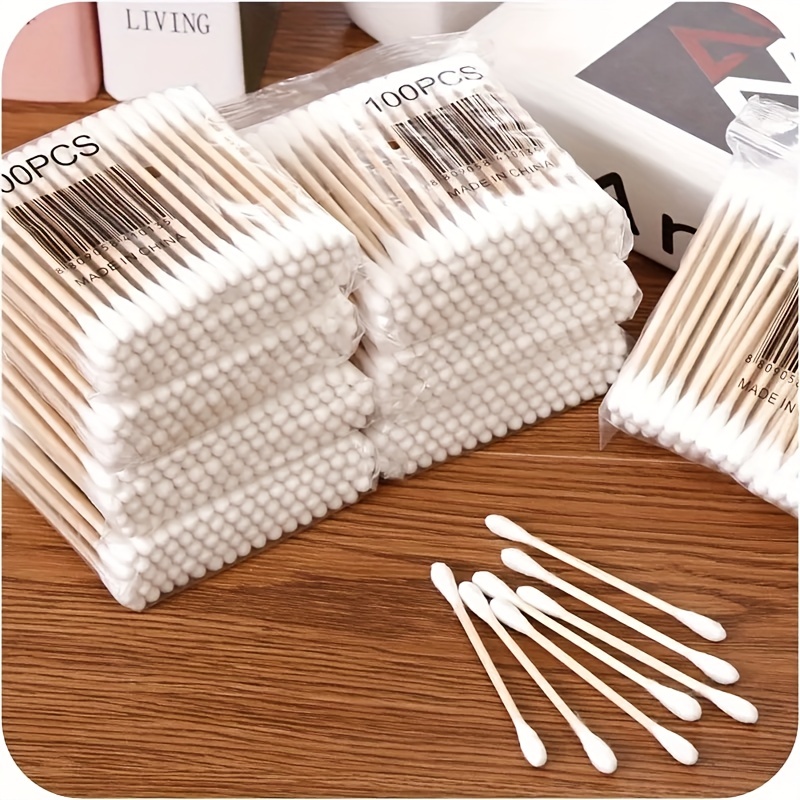 Coton-tige Double tête jetable 100 pièces/sac, coton-tige doux pour bâtons  de bois, outils de nettoyage du nez et des oreilles - AliExpress