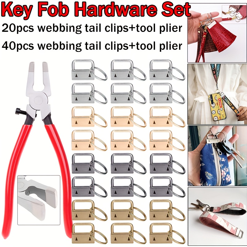 TINYSOME 30pcs 32mm for Key Fob Hardware with Split Rings Set for DIY  Wristlet Clamp Lany 