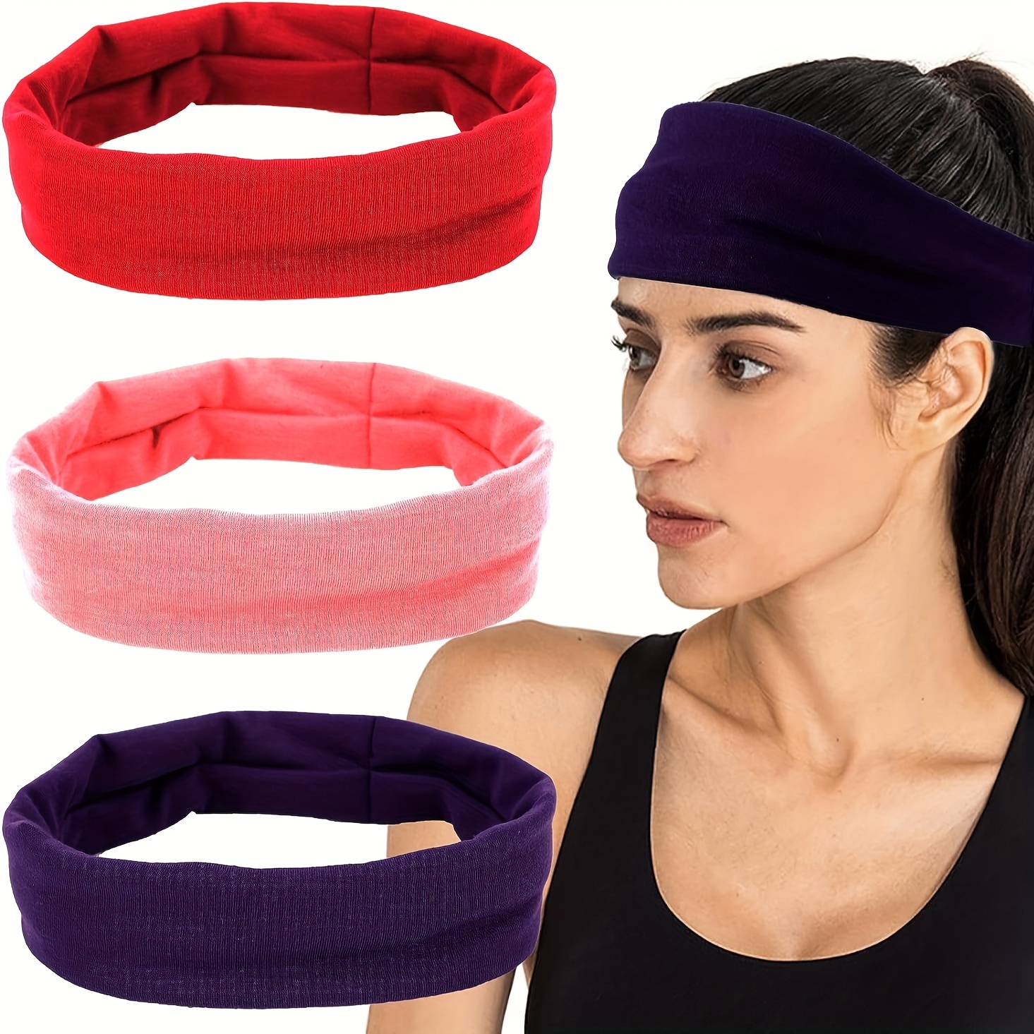 Women/Men Cotton Elastic Sweatband Sport Headband Running Fitness