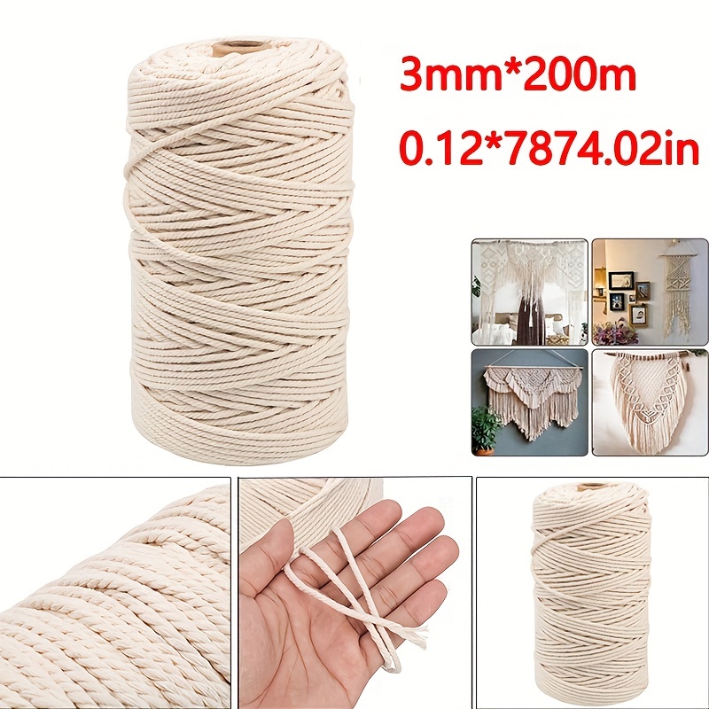 Macrame Cord 3mm x 594 Yards, 18 Rolls Natural Colored Macrame Cotton Cord  Rope Kit Color Variety Macrame Jute Twine String 4 Strand Twisted for Wall