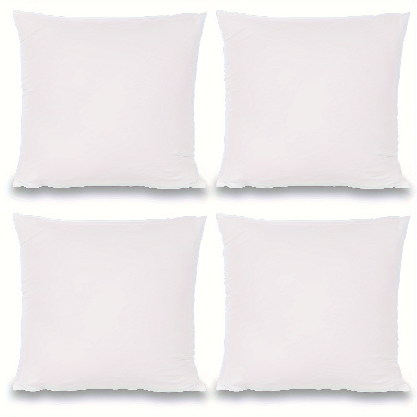 Decorative Throw Pillow Insert: Set of 4 Square Soft (White, 18x18) For  Sofa, Bench, Bed, Auto Seat Hypoallergenic Bed Couch Sofa- Indoor  Decorative Cushion 