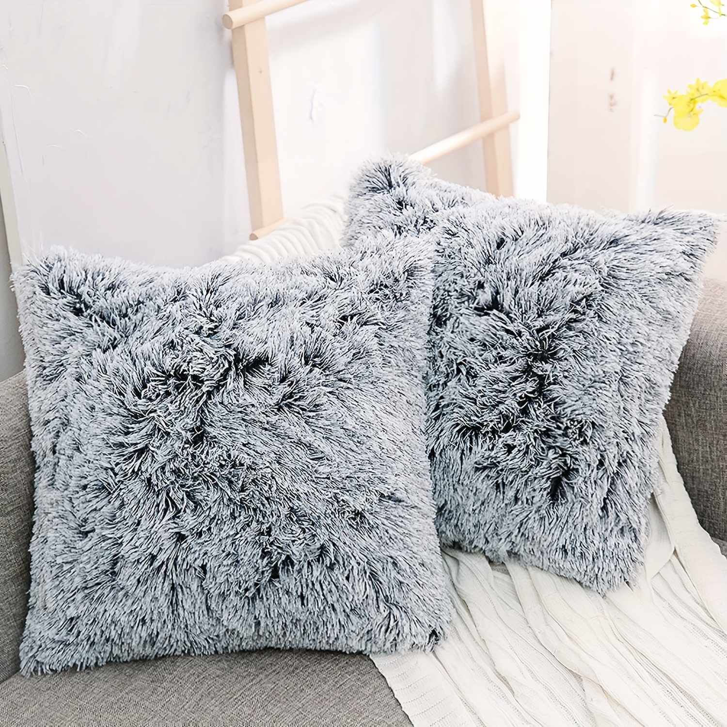 Faux Fur Pillow Cover Decorative Fluffy Throw Pillow Mongolian Luxury Fuzzy  Pill