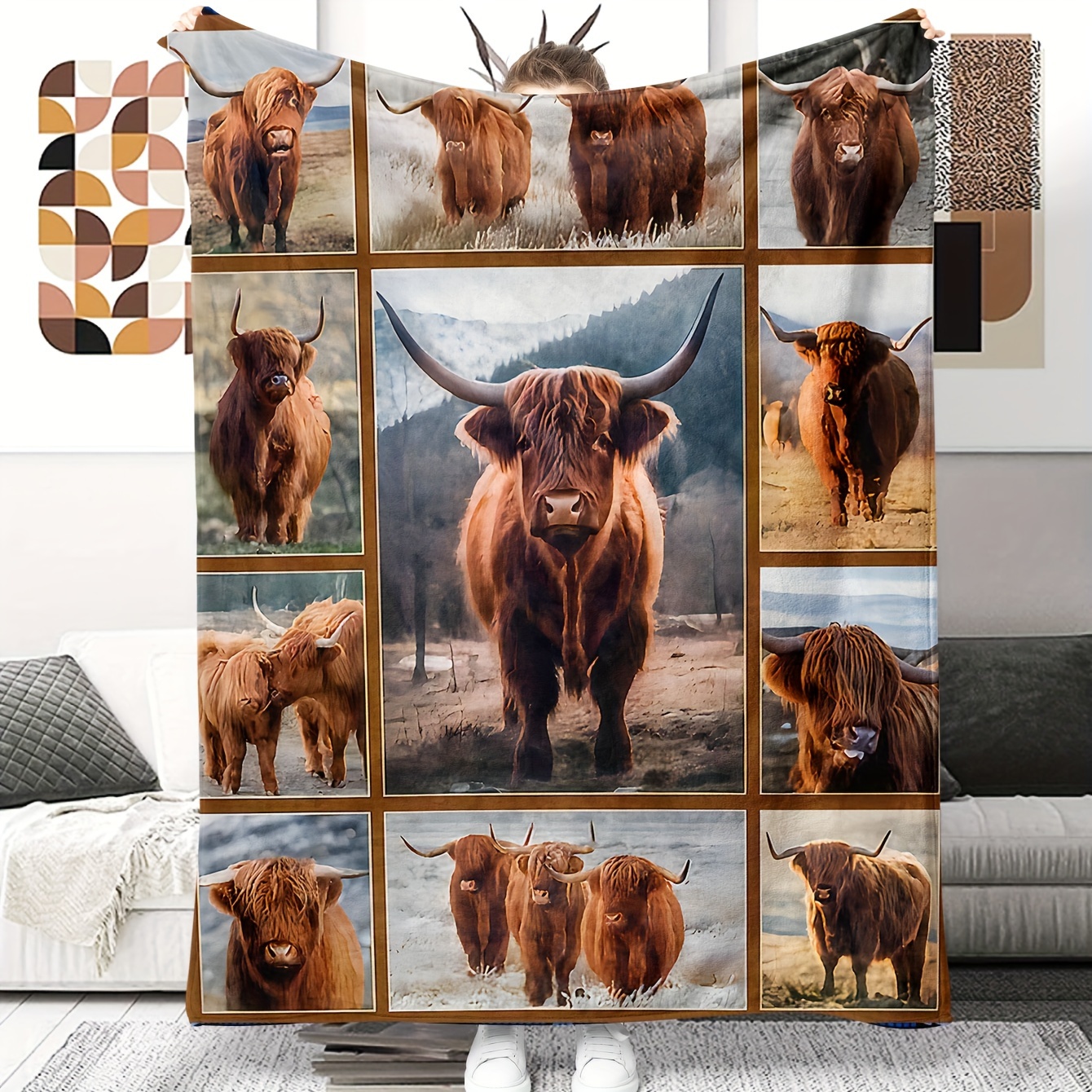 Highland Cow Hooded Blanket Thick Nap Wearable Blanket Magic - Temu