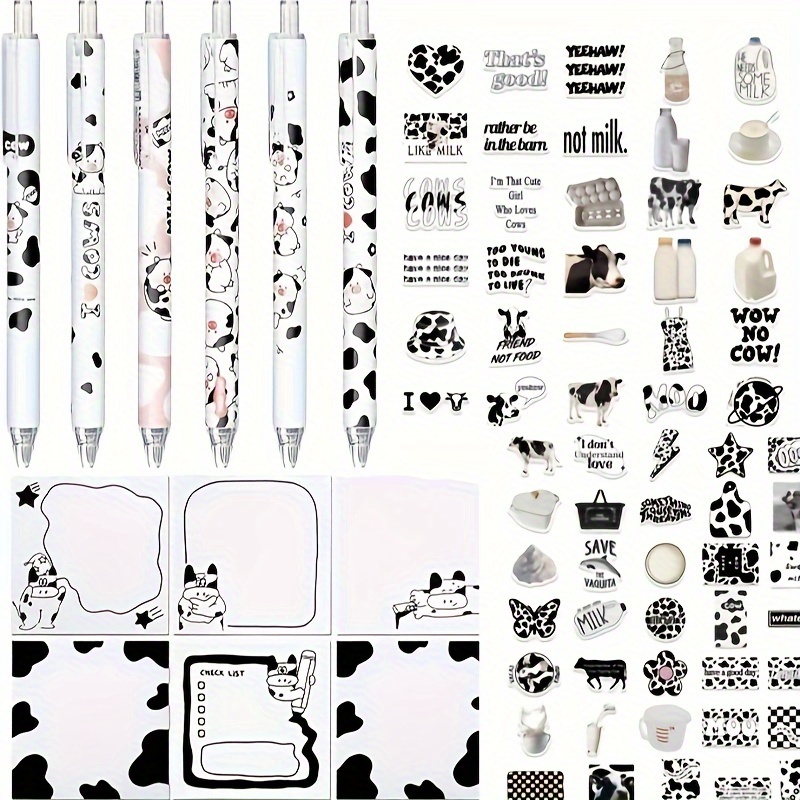 Wholesale Kawai Diamond 0.7 Mm Gel Pen Set Milky Cow Design, Ink