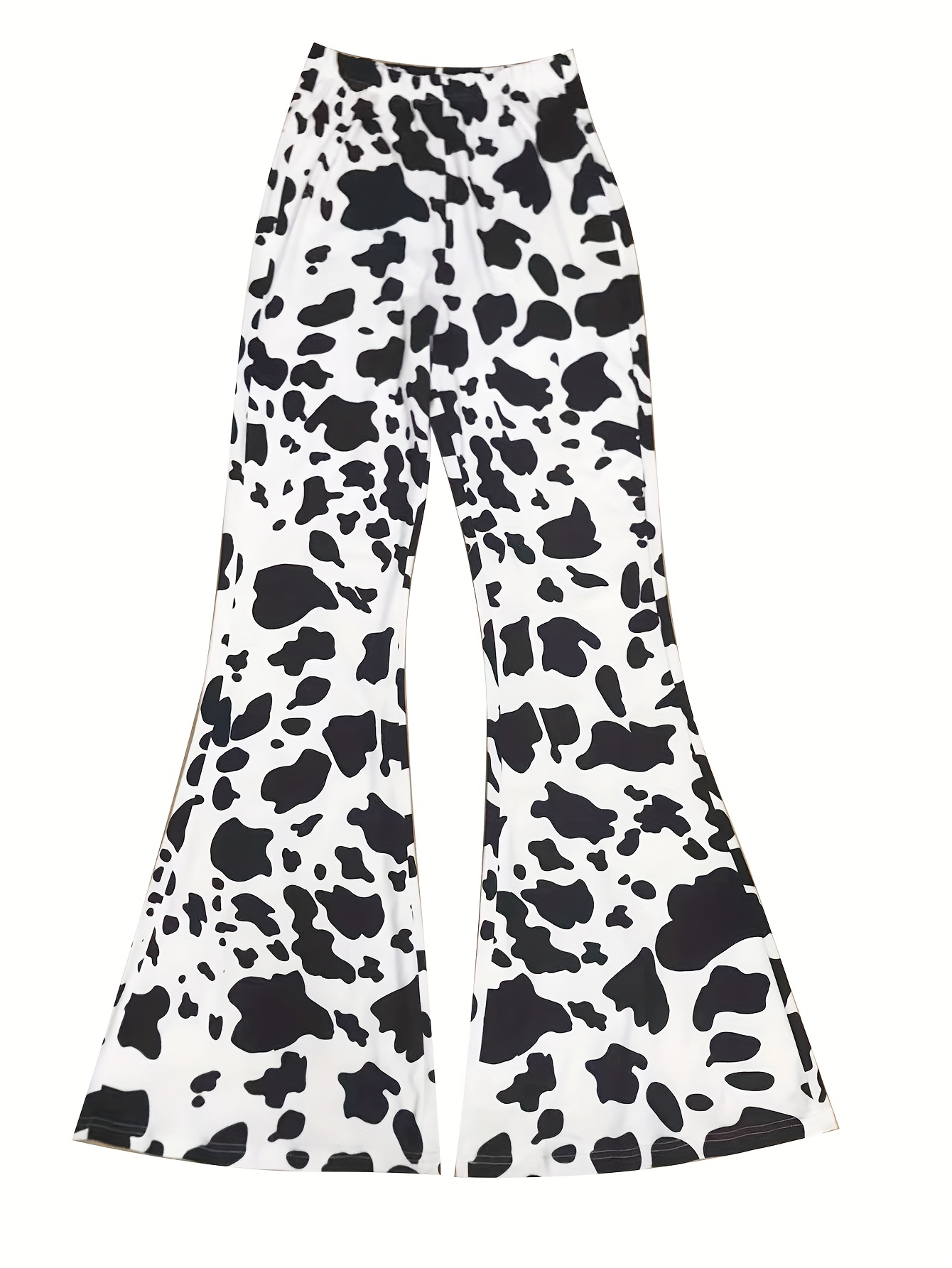 Casual & Comfy Loose Pajamas Set, Cute Cow Print Short Sleeve Tee Top & Cow  Spots Pants, Women's Sleepwear & Loungewear