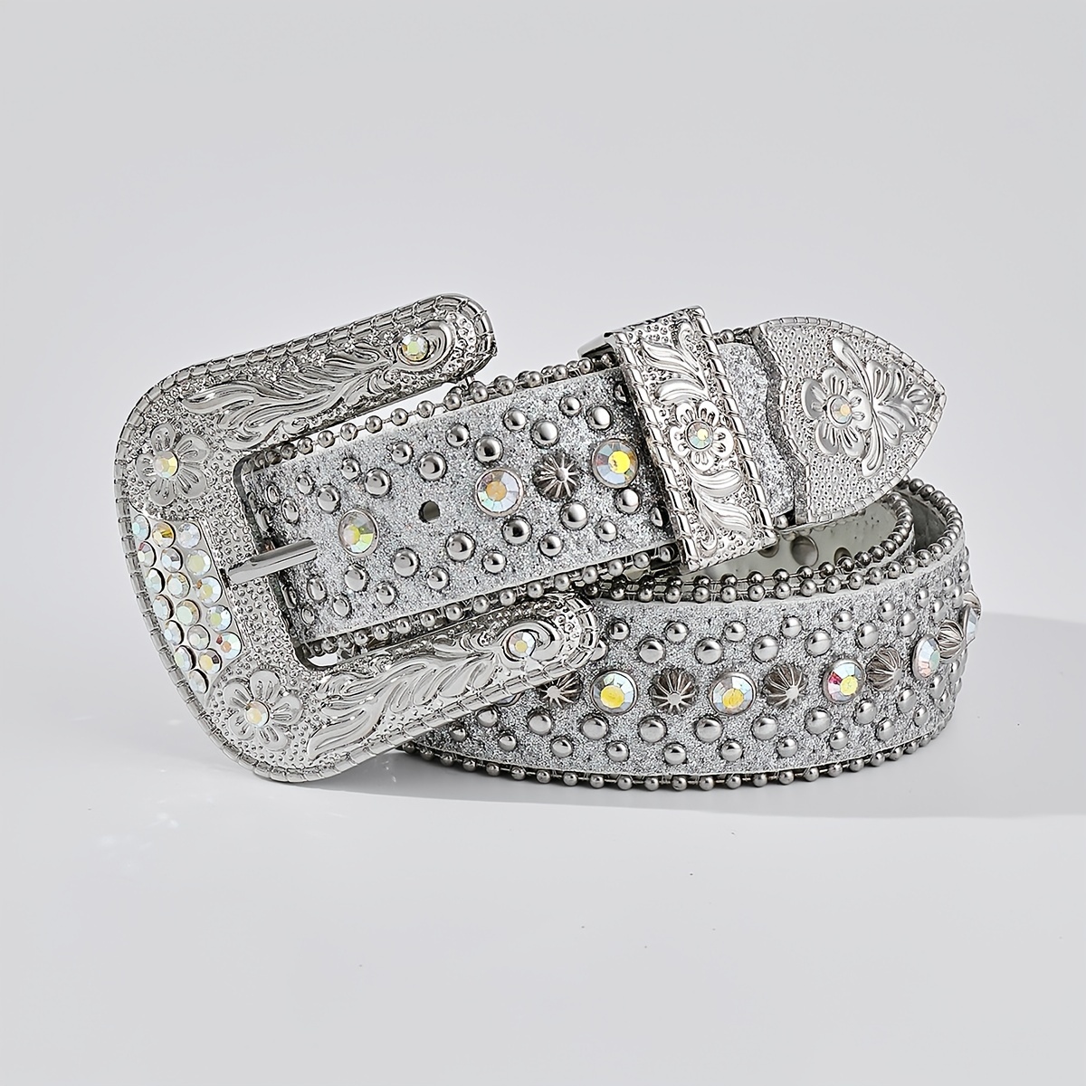 Goth Dark Western Cowboy Belts for Women Luxury Designer Brand Diamond Bling