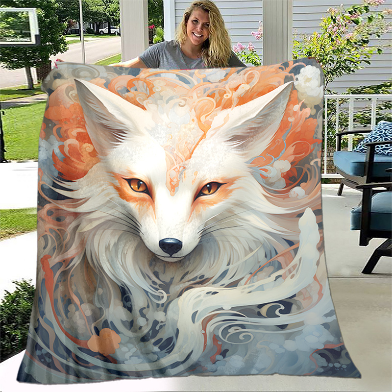 Foxes Blanket Gifts for Women Kid Plush Foxes Floral Flower Blanket Soft  Throw Comfy Sheet Animal Lovers Fox Gifts Lightweight Flannel Blankets