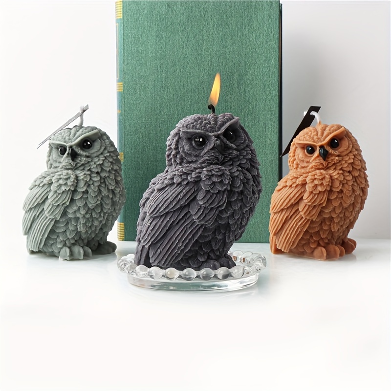 Large size standing owl silicone mold DIY crooked owl animal ornaments  handmade aromatherapy decoration cement gypsum candle mold