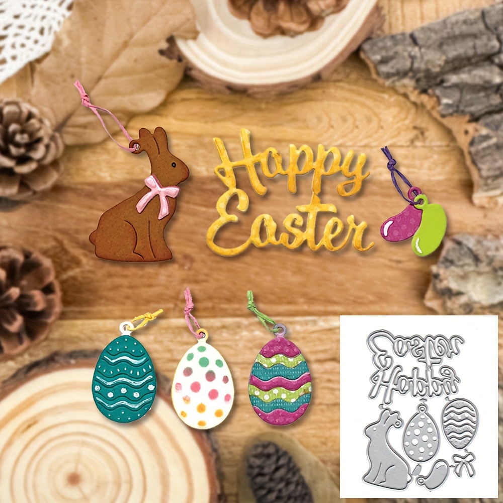 GLOBLELAND 2Pcs Easter Bunny Cutting Dies Metal Easter Eggs Carrot Flowers  Die Cuts Embossing Stencils Template for Paper Card Making Decoration DIY