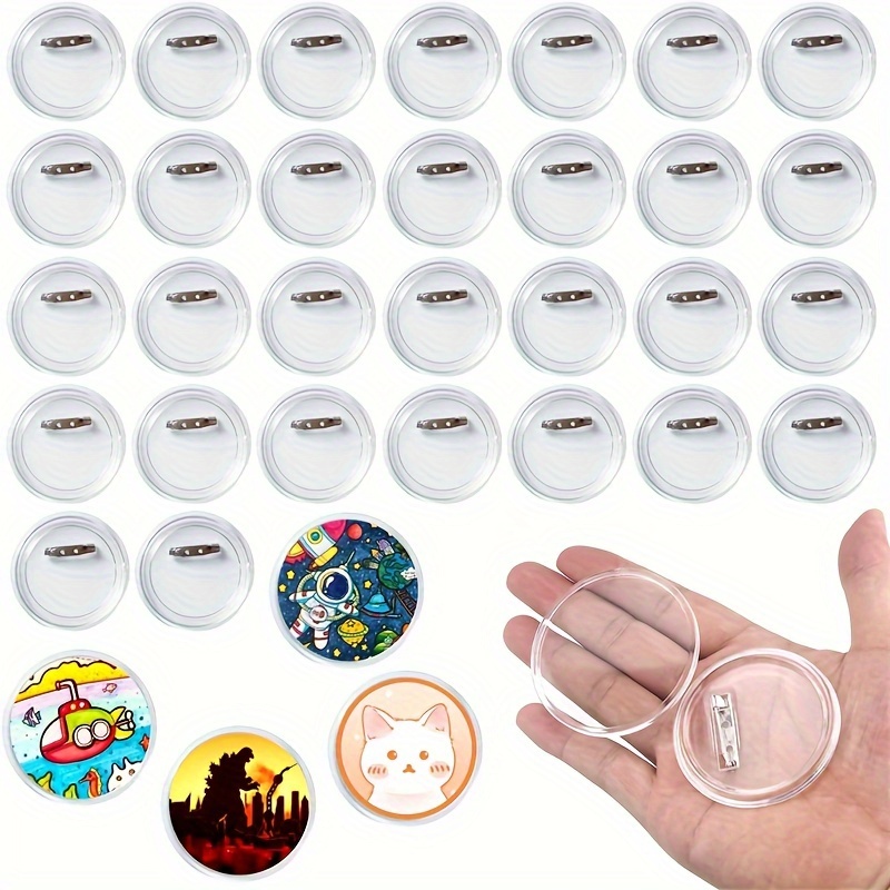 30 Pcs Sublimation Blank Pins DIY Button Badge Kit Sublimation Silver Blank Aluminum Sheet with Butterfly Pin Backs for DIY Craft Jewelry Lapel
