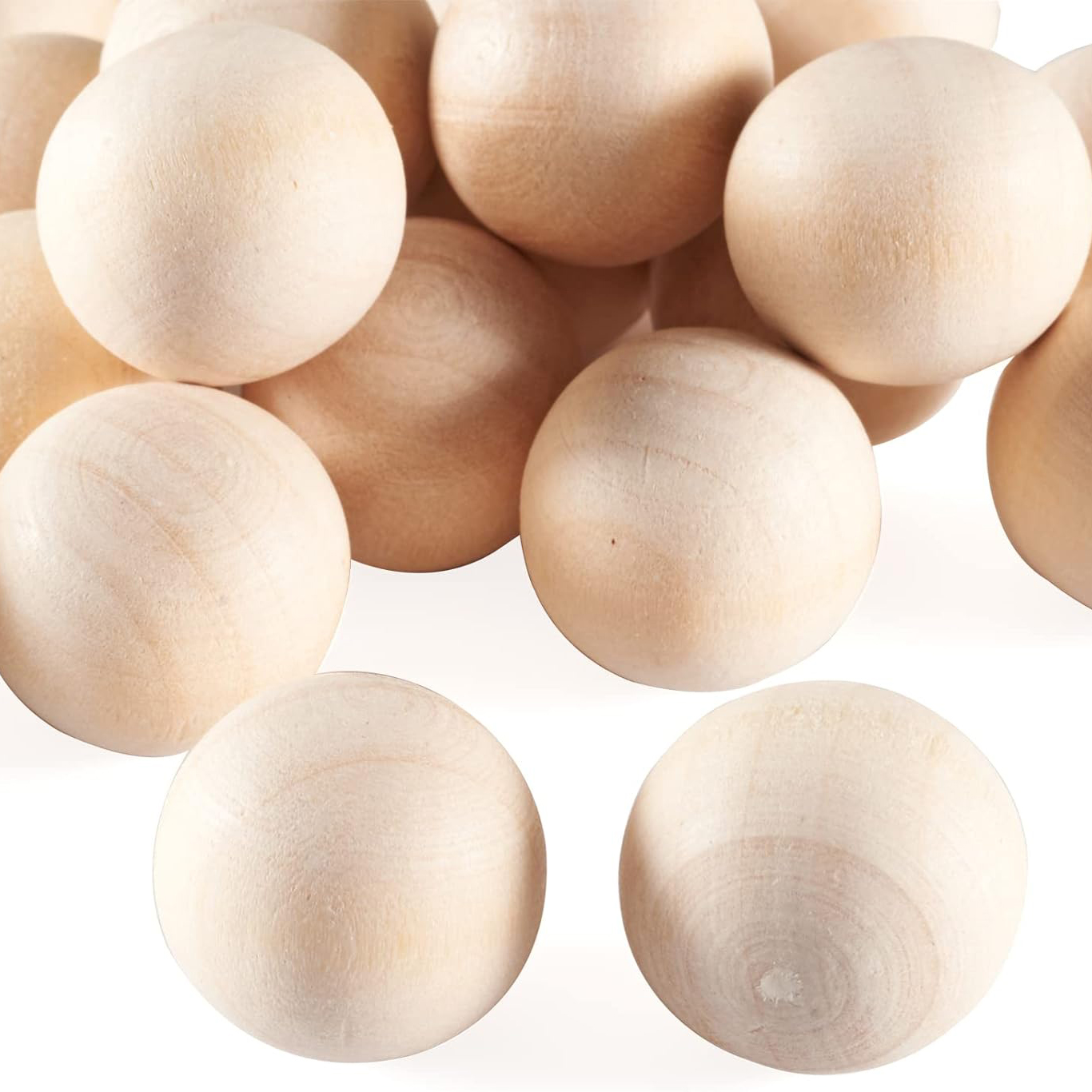 1.5 inch Wooden Balls for Crafts, Unfinished Round Wood Spheres for DIY Projects (20 Pack)