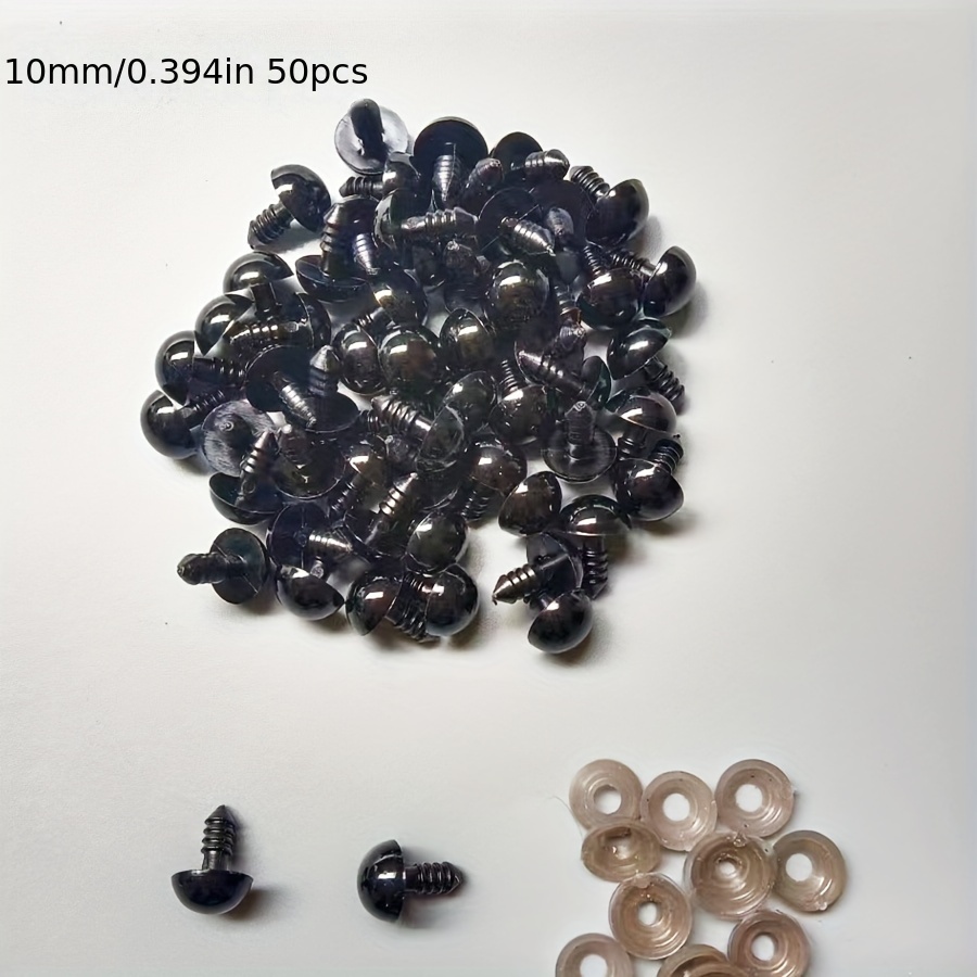 100PCS 6mm-12mm Black Plastic Safety Eyes For Toys Diy Kit