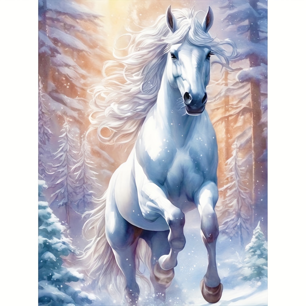 Running Horse Diamond Painting Black And White Style Designs Embroidery  Portrait