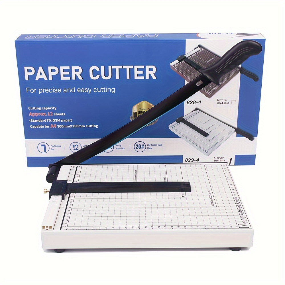 A4 Paper Trimmer, Paper Cutter Heavy Duty Metal Base Trimmer Gridded Paper  Photo Guillotine Craft Machine 13 inch Cut Length 12 Sheets Capacity for