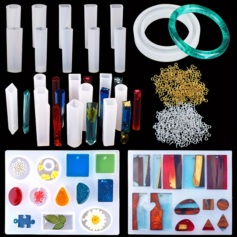 186 Pcs DIY Jewelry Silicone Resin Molds,Epoxy Resin Kit,Silicone Casting  Molds for Beginners,Jewelry