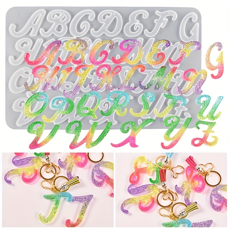 134pcs/set Silicone Alphabet & Number Resin Molds Epoxy Resin Casting Molds  Keychain Making Kit With 1 Hand Drill, 2 Drills, 30 Key Rings, 100 Screws