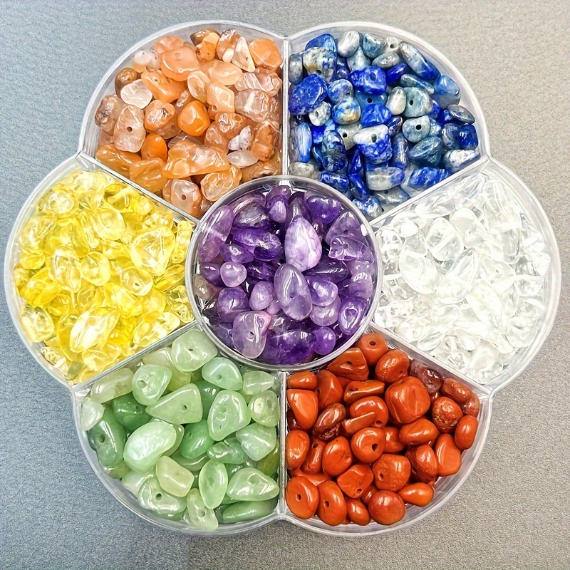  500pcs Natural Chip Stone Beads Multicolor 5mm to 8mm Irregular  Gemstone Healing Crystal Loose Rocks Bead Hole Drilled DIY for Bracelet  Necklace Earrings Jewelry Christmas Making Craft