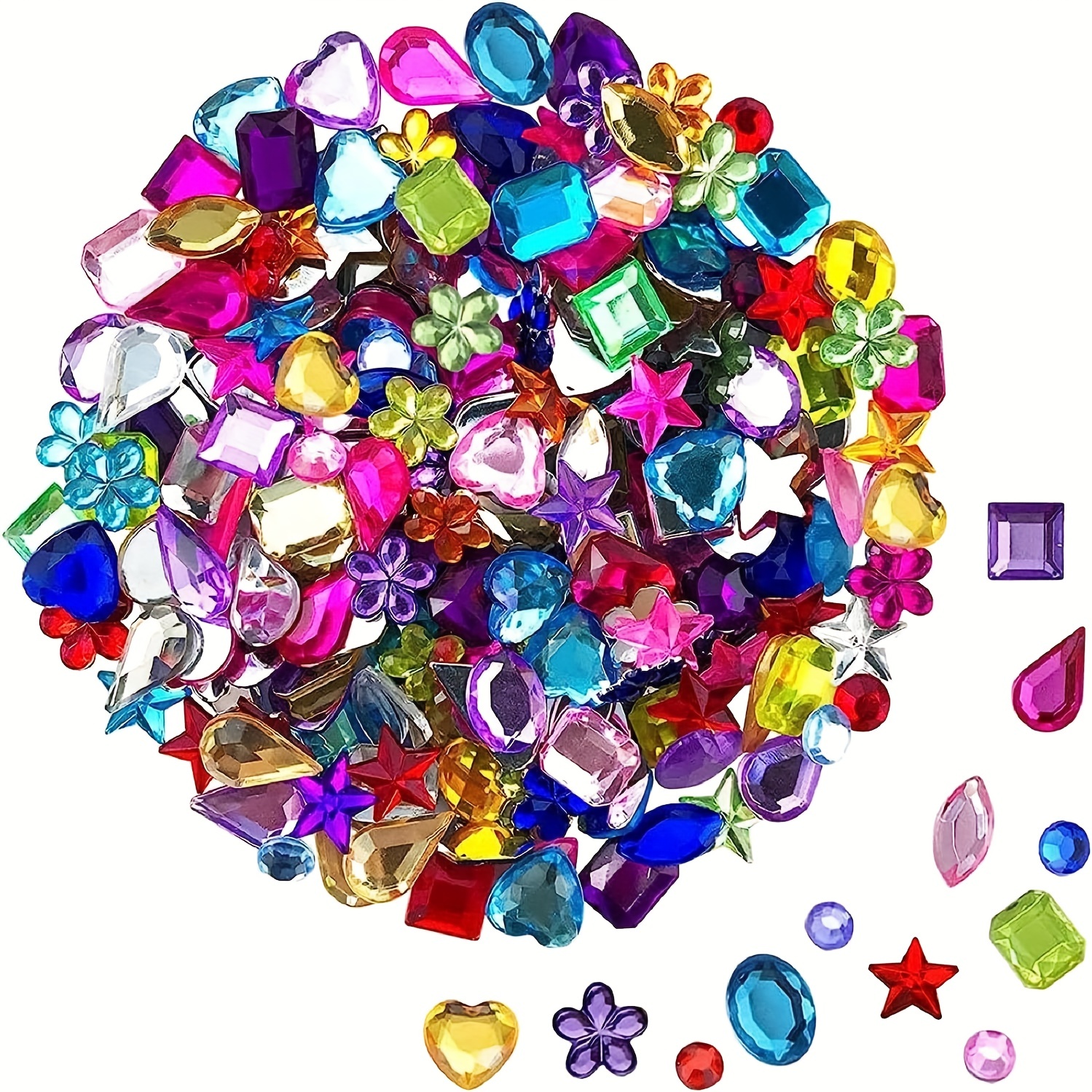 5 Sheets Jewels Stickers Self-Adhesive Craft Jewels and Gems Assorted Size  Crystal Gem Flatback Sticker Mixed Shapes Rhinestone for Crafts Bling Jewel