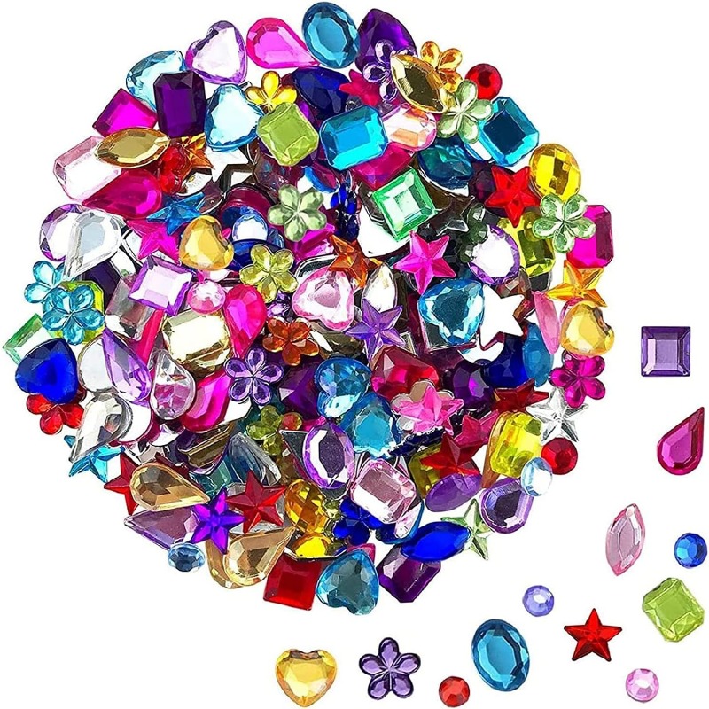 Large Craft Jewels Pack 30 Self Adhesive 3D Acrylic Gems Kids Crafts 15-25mm