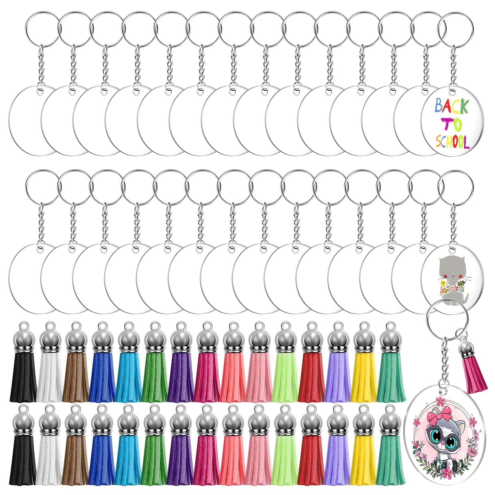 90pcs Keychain Making Kit With Key Rings, Chains, Open Jump Rings