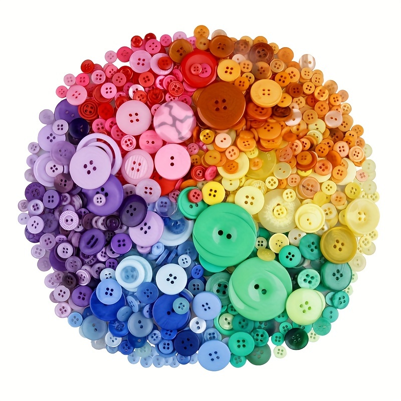 Resin Buttons, Assorted Sizes Craft Buttons for Sewing DIY  Crafts,Children's Manual Button Painting, Mixed Colors About 660 Pcs
