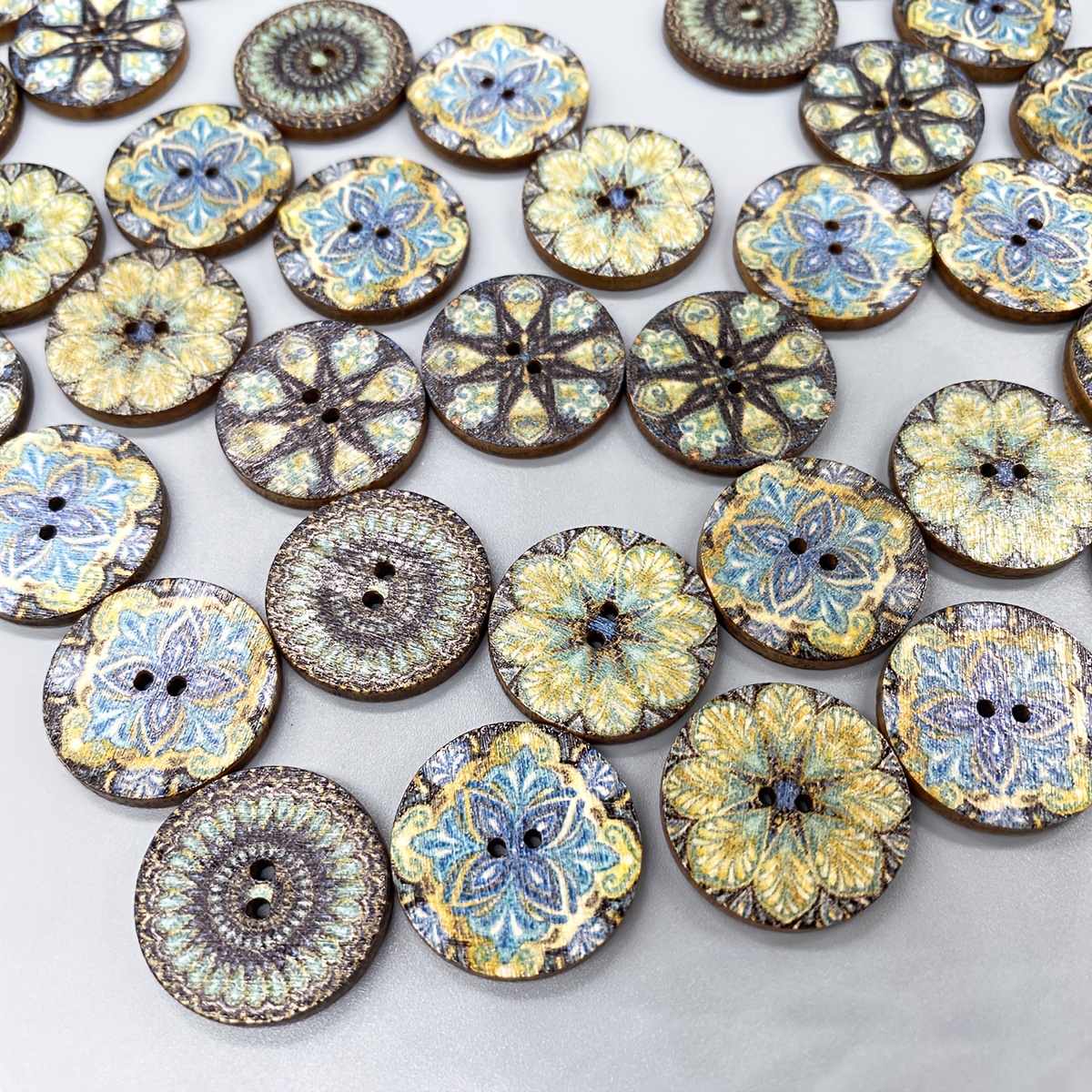 Wooden Buttons - Round Wood Buttons for Crafts Sewing Sweater by Mandala  Crafts, Natural Color Bulk 30 PCs 30mm 1.25 Inch Button with 4 Holes 