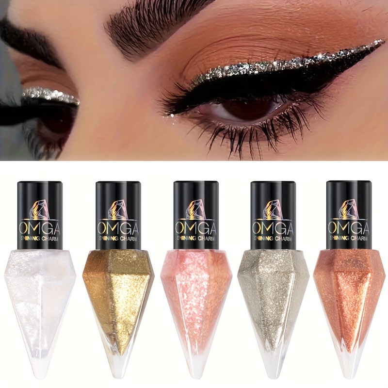 4 Colors Liquid Glitter Eyeshadow Eyeliner Eye Makeup Sticks.Waterproof  Pink Golden Liquid Sparkle Eye Shadow Eyelid.Quick-Drying glitter sombra de  ojos 4-glitter