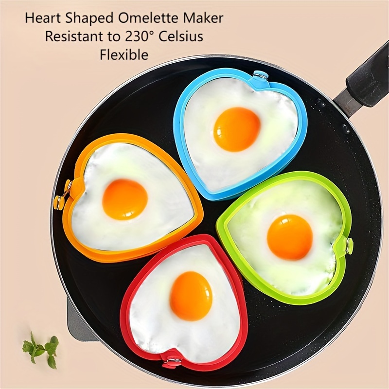 5pcs Food Grade Fried Egg Mold High-Temperature Resistance Silicone  Omelette Mold Double-sided Square Round