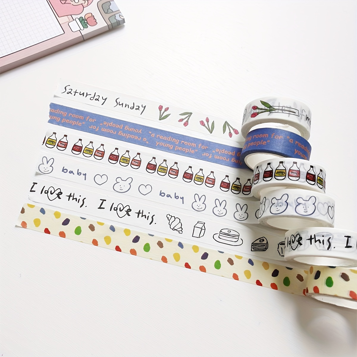 2Pcs white stickers Washi Tape Craft Tape Diy Correction Tape Washi