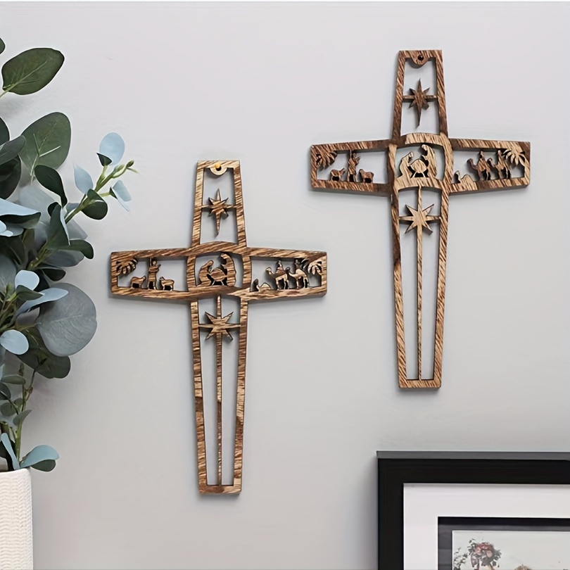 Cruz de pared Crucifijo de madera Talla de madera religiosa Cruz católica  Arte de pared religioso Decoración cristiana para el hogar -  México