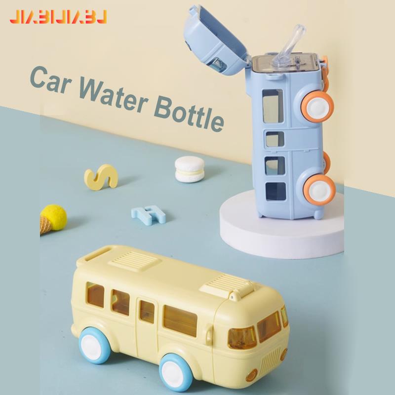 1pc Blue 500ml/16oz Car Or Bus Design Kids' Cute Straw Plastic