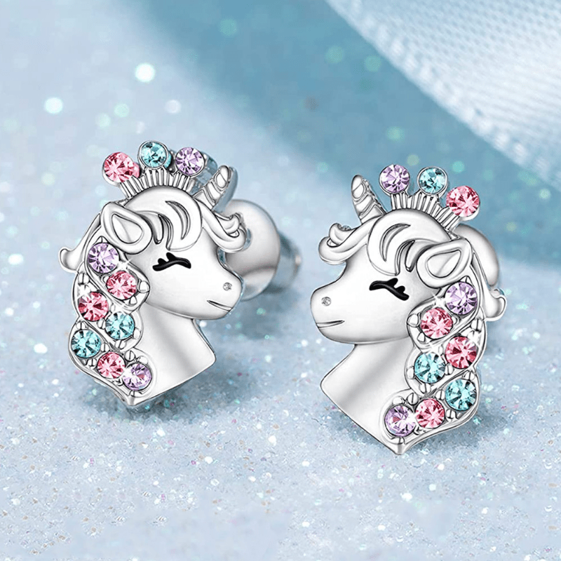 4 orejeras de unicornio arcoíris para mujeres y niñas, plegables