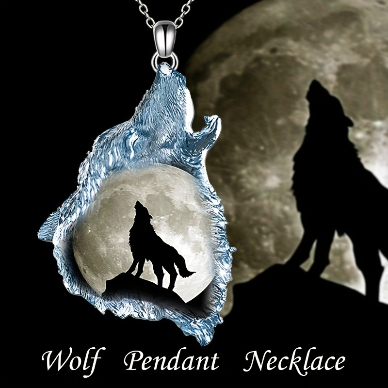 Exquisite Roaring Wolf Color Crystal Pendant Heart Necklace Gothic  Necklaces for Women Stainless Steel Jewelry Accessories Gift