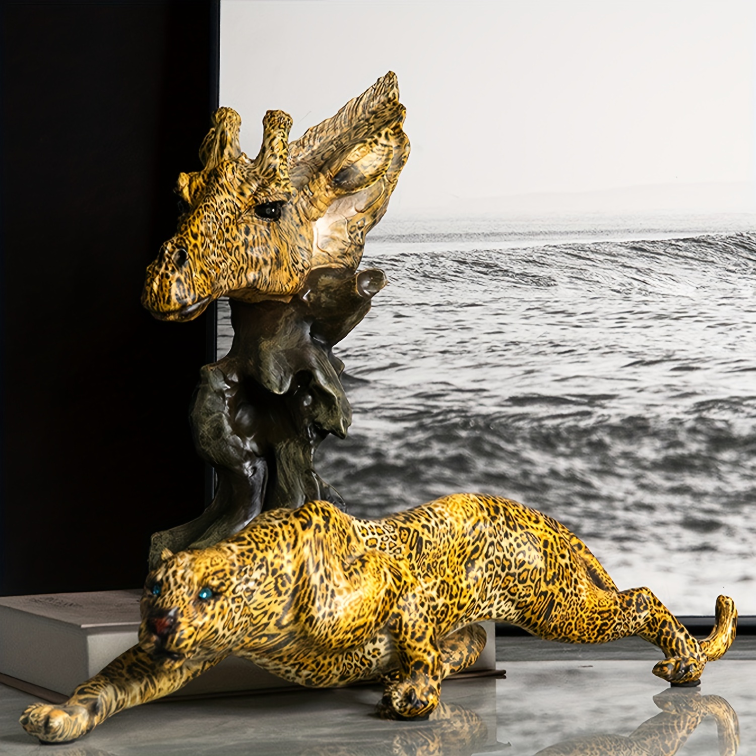 Solid Brass Leopard Desktop Ornaments Antique Bronze Cheetah Animal Tea Pet  Little Leopard Lucky : : Home