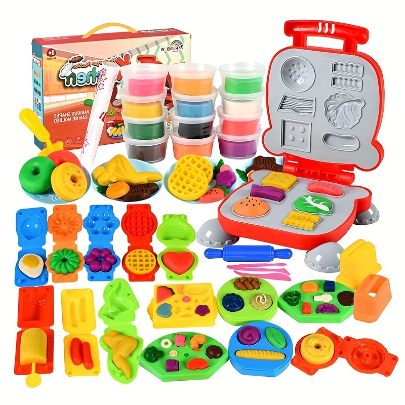 Play Dough Tool Kit With Dough Extruder, Dough Scissors, Playdough Roller &  Knife, 12 Plastic Playdough Tools For Kids (random Colors)