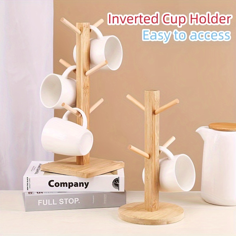 TRSPCWR Soporte de madera para taza de café con 18 ganchos, organizador  plegable para tazas de pared, soporte para estación de café, almacenamiento  de