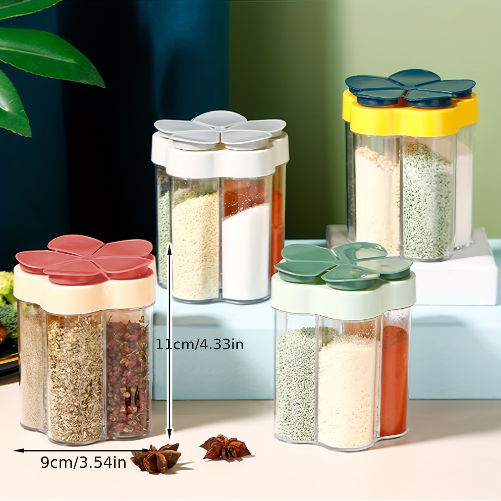Spice Jar Set Pepper Salt Shaker Wood Shell Glass Spice Container Bottles  Sealed Seasoning Jars for Kitchen Camping Travel