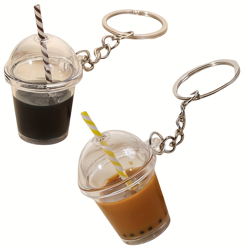 Starbucks Coffee Cup Silicone Keychains Cute Pearl Milk Tea Soft Rubber  Keyrings Fashion Jewelry for Women Gifts Accessories