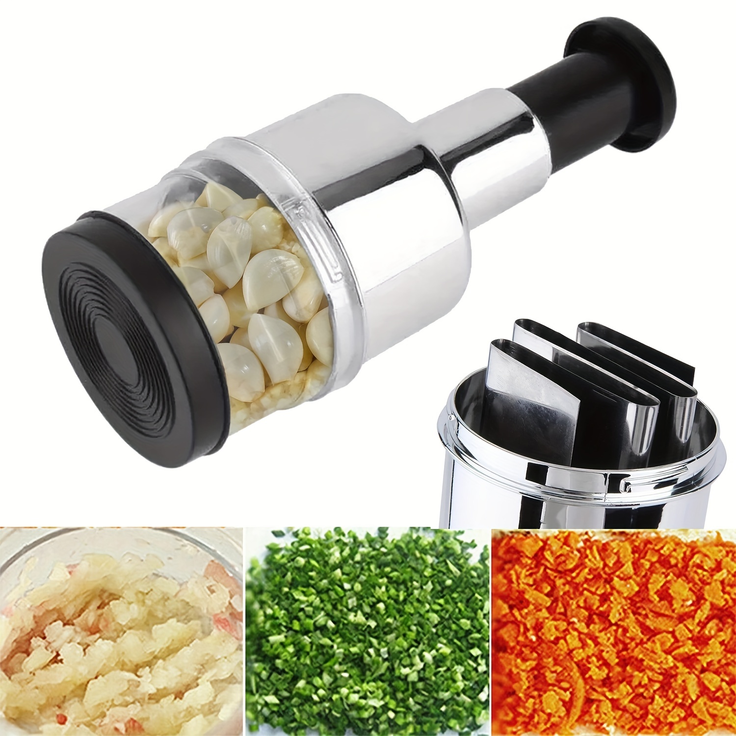 Pressed Garlic Chopper,Food Chopper,multifunctional Manual Onion Chopper  Garlic Crusher ,licing Peppers and Onions (1PCS)