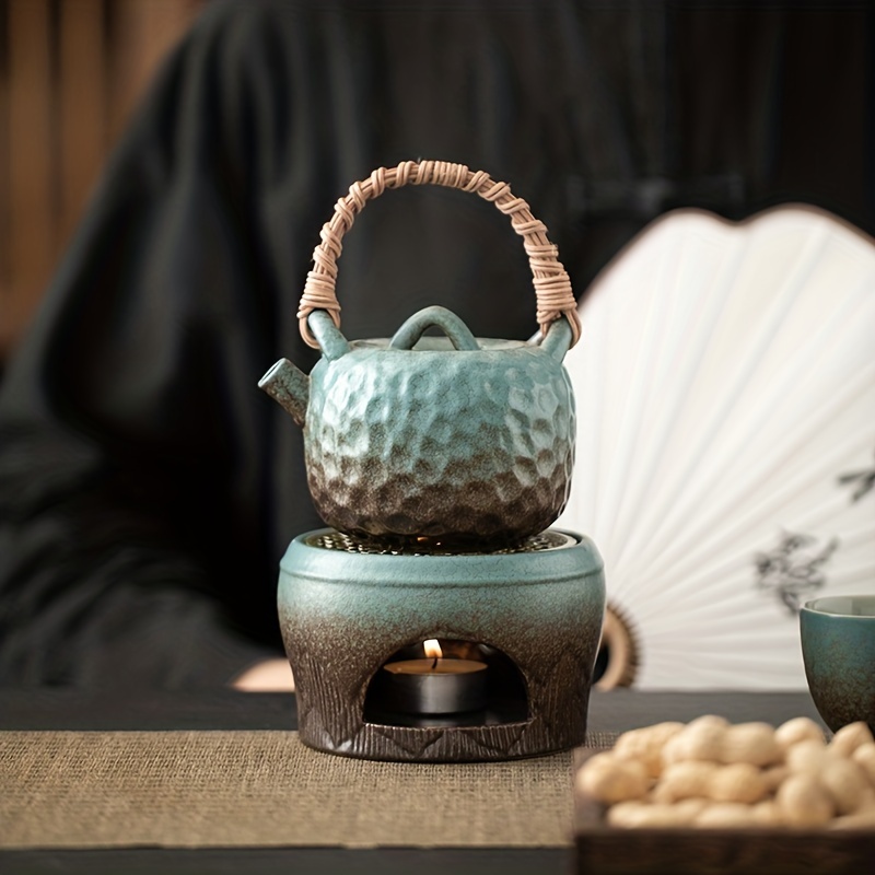 Teapot With Holder, Tea Warmer Tea Stove Set, Ceramic Household Tea Kettle  With Candle Heating Insulation Base, Chinese Kung Fu Tea Set - Temu