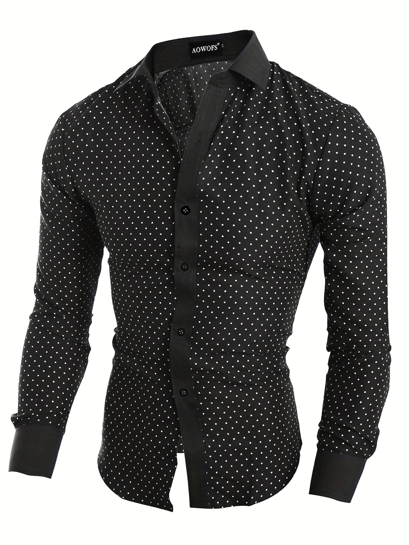 Plus Size Men's Contrast Color Polka Dots Print Shirt Slim - Temu