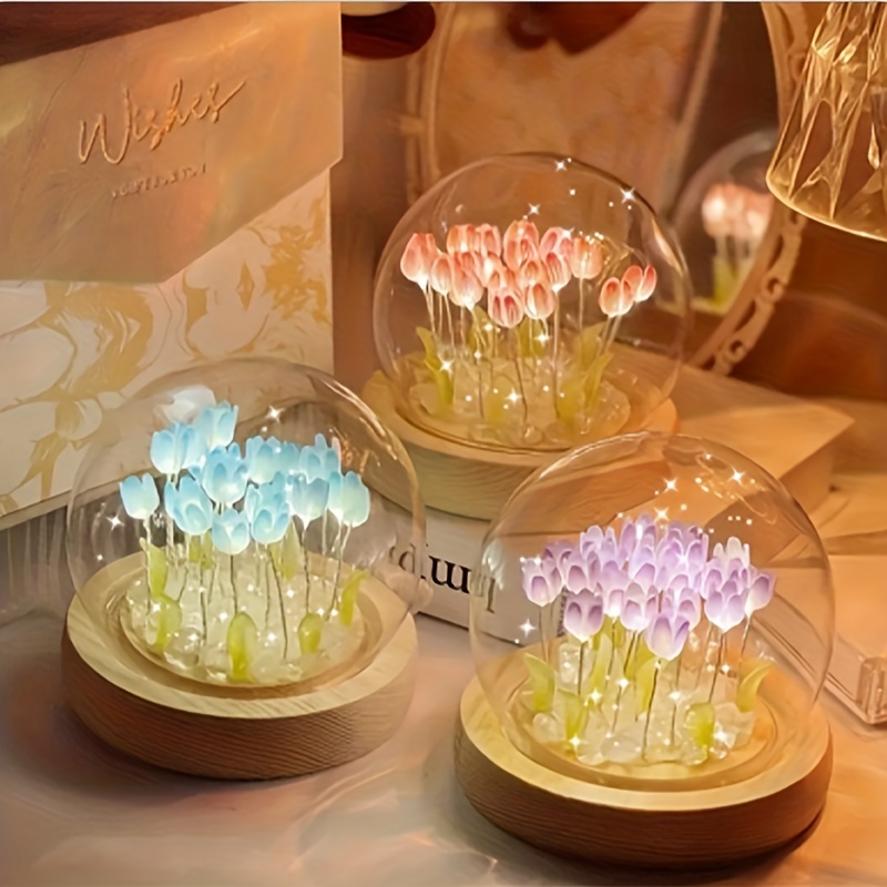 Kit de matériel de lampe nuage de bricolage avec tulipes - cadeau  d'anniversaire idéal pour les filles, veilleuse miroir pour décor de  chambre ou de bureau