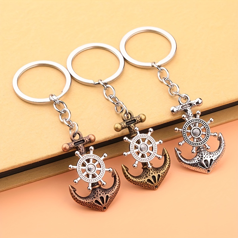 Metal Antique Silver Color Keychains Keyrings L4AJ0 Boat Anchor Key Chain  Ring