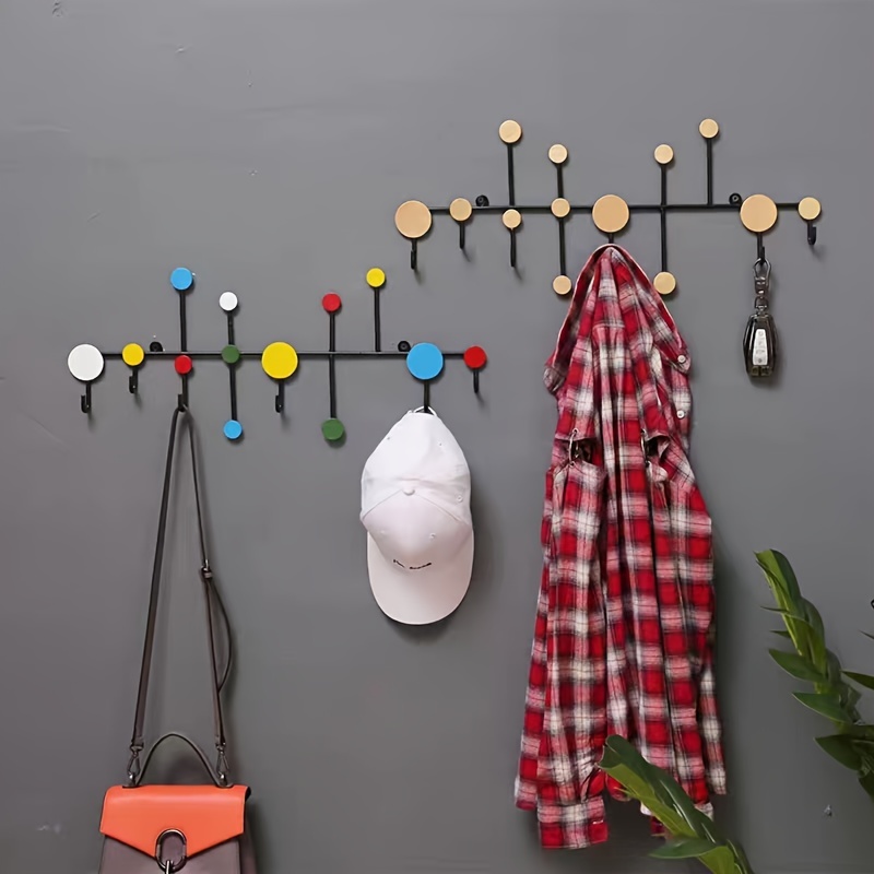 DINGEE Wall Hooks for Hanging Heavy Duty 6 Pack Wood Coat Hooks Wall  Mounted, Adhesive Wall Hooks for Hat, Towel, Purse, Cloth, Plants,  Bag,Natural