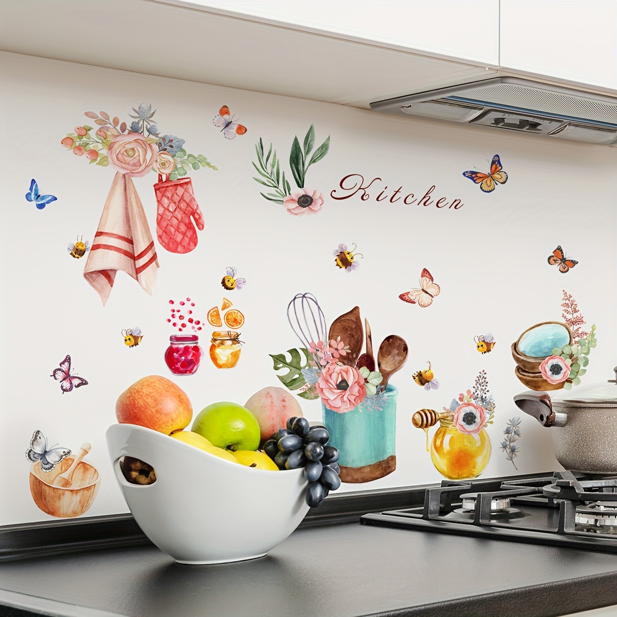 Moonker Stickers Muraux de Décoration de Maison pour la Décoration  d'Autocollant de Mur de Cuisine de Cuisine de Tuile Auto-Adhésive de Pièce  1Set 10PC 