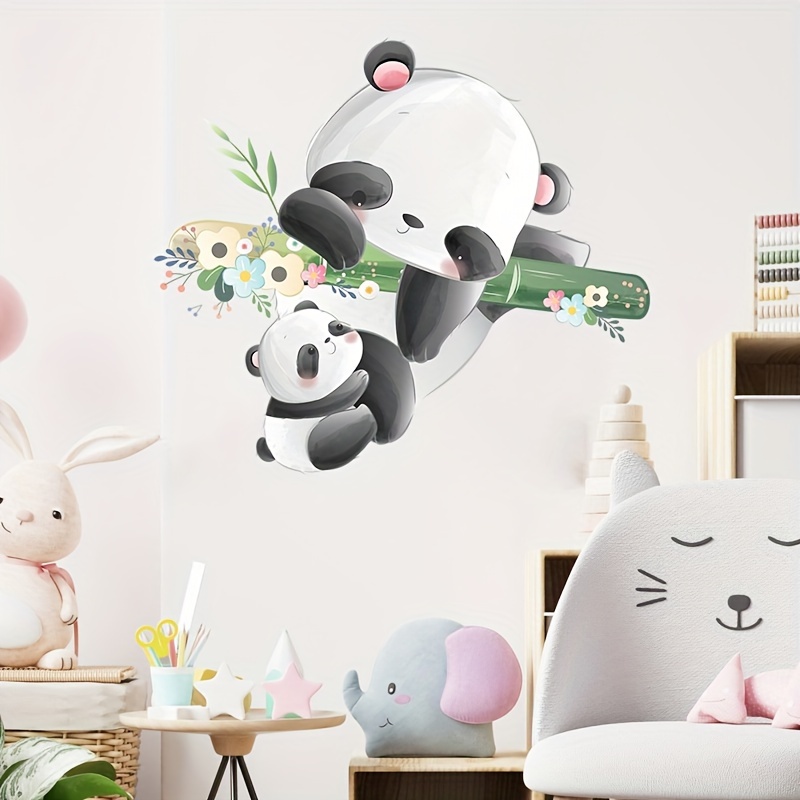 1pc Cartoon Panda Pattern Wall Sticker Vinyl, Self Adhesive Removable Wall  Decal, Cute Wall Stickers Decal Wallpaper For Kids Home Living Room Bedroom