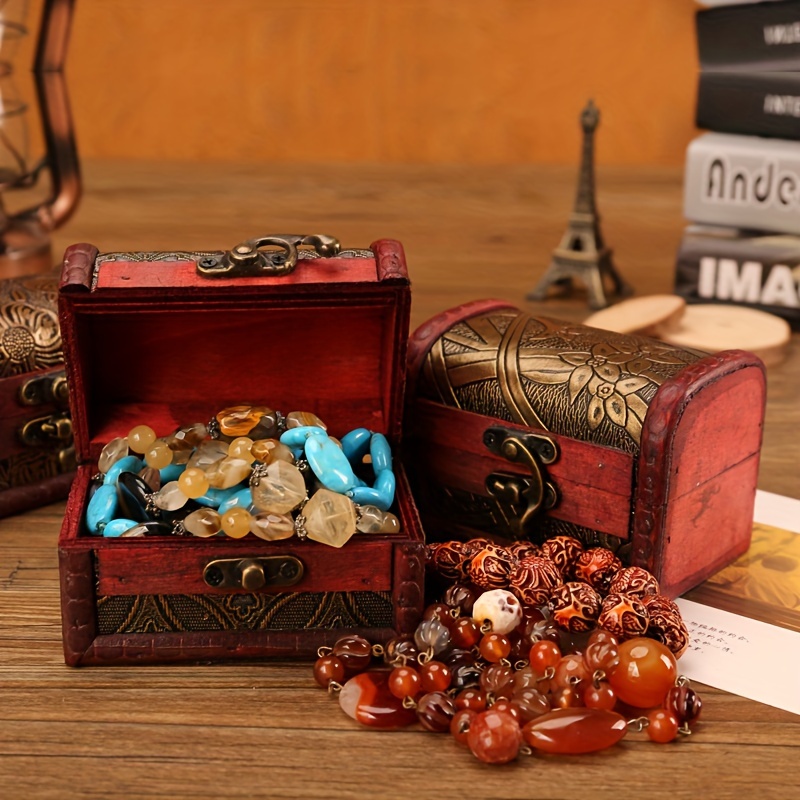 Cofre del tesoro con cerradura y llave, hucha retro tallada en madera, caja  de monedas, cofres de almacenamiento de dinero, organizador antiguo como