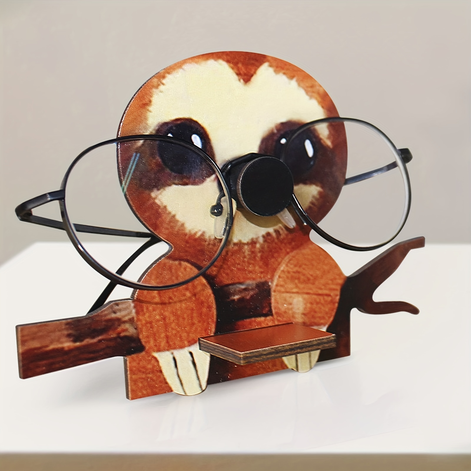 Creative Animal Glasses Holder, Fun Eyeglass Holder Display Stands, Wooden  Animal Cat Pig Panda Glasses Bracket, Christmas Holiday New Year Gift (A