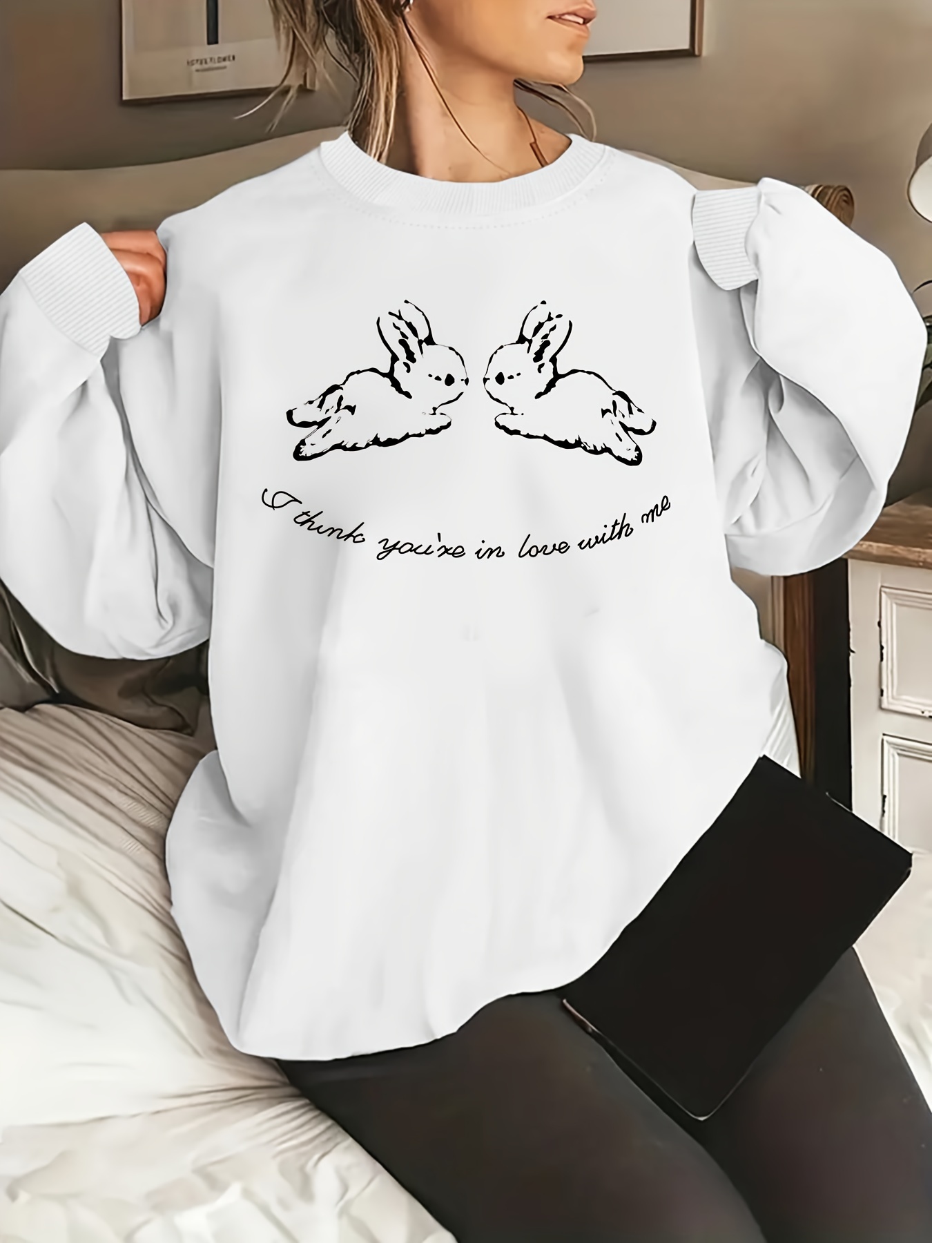 fartey Womens Oversized Sweatshirts Round Neck Mushroom Print Top Long  Sleeve Cute Shirt Loose Pullover Sweatshirt