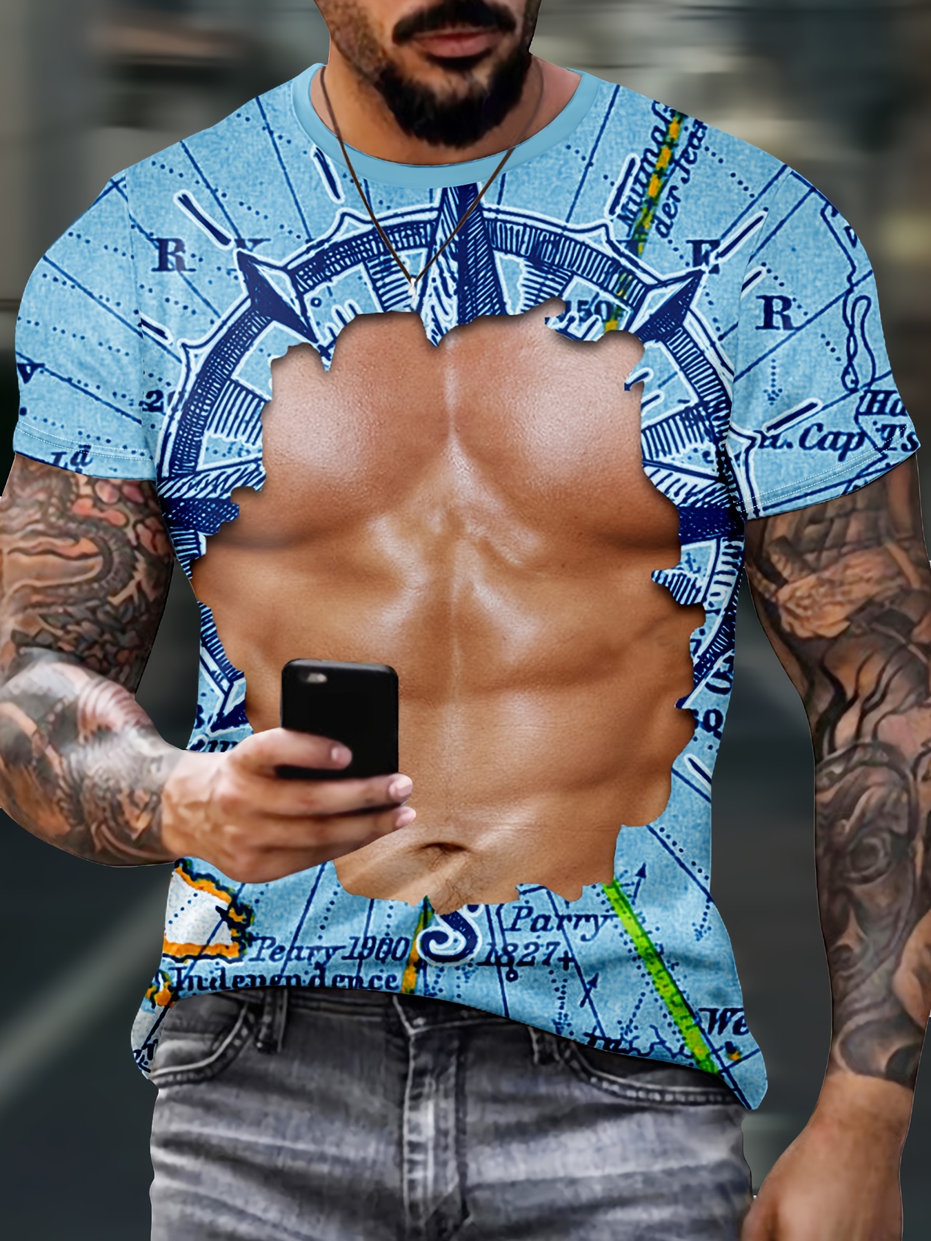 Muscle best sale print shirt